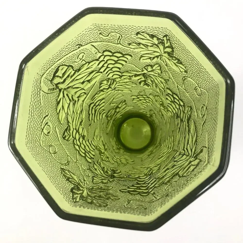 Vintage Tall Green Glass Grape Vine Vase - Picture 4 of 7